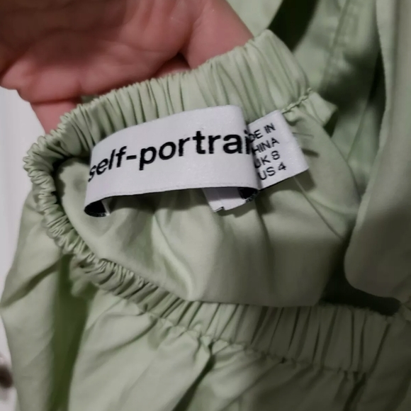 Self Portrait Pistachio cotton poplin maxi dress green 4 - Picture 5 of 8